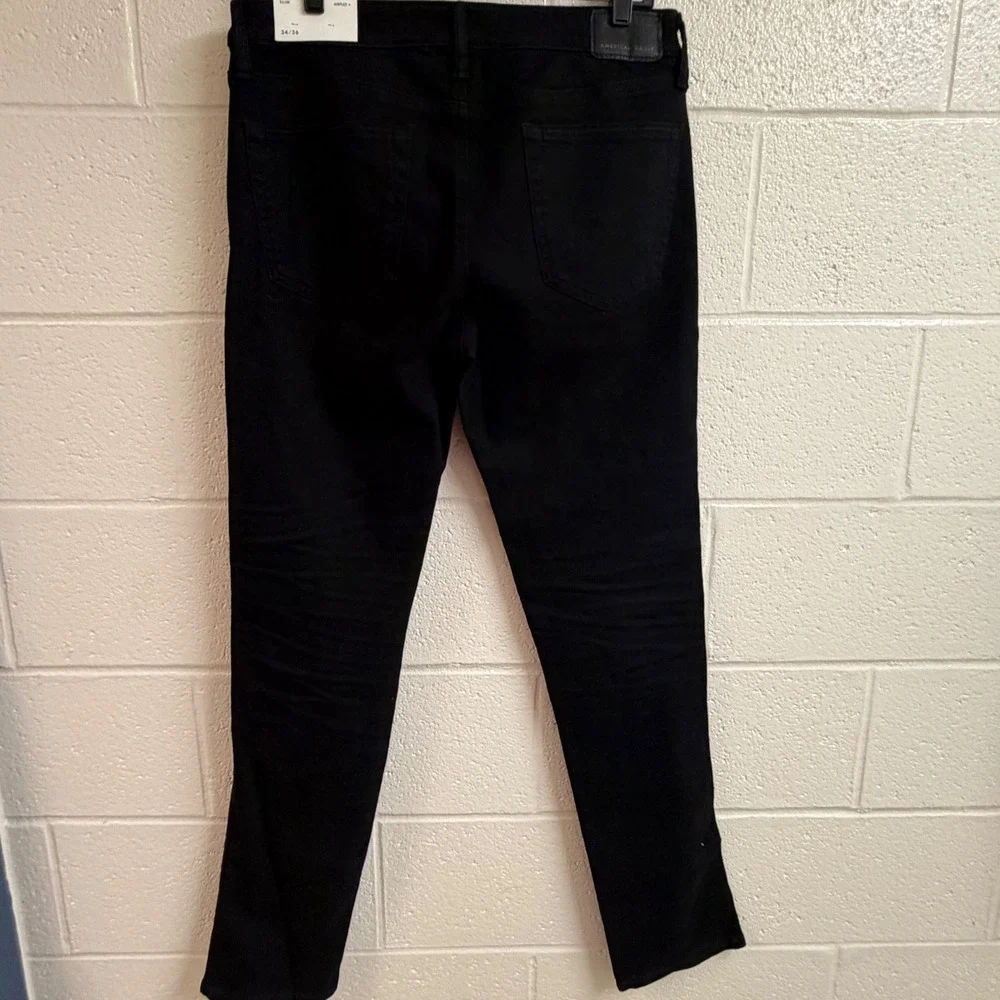 American Eagle Mens Airflex+ Slim Distressed Jeans 34/36 Black Ripped Streetwear